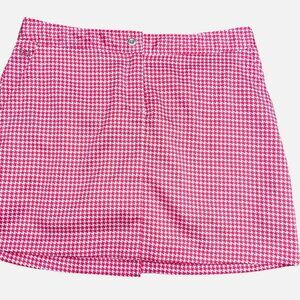 Izod Women's Pink Houndstooth Stretch Golf Skirt w/ Built-in Shorts | Size 12